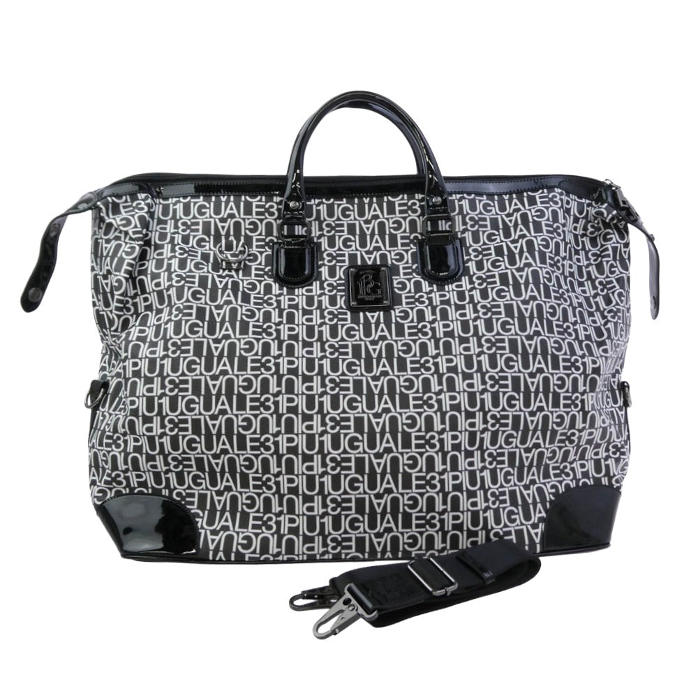1piu1uguale3 ウノピュウノウグァーレトレ 113 GOLF BOSTON BAG ロゴ総柄 ゴルフ ボストンバッグ ブラック系 ホワイト系【中古】
