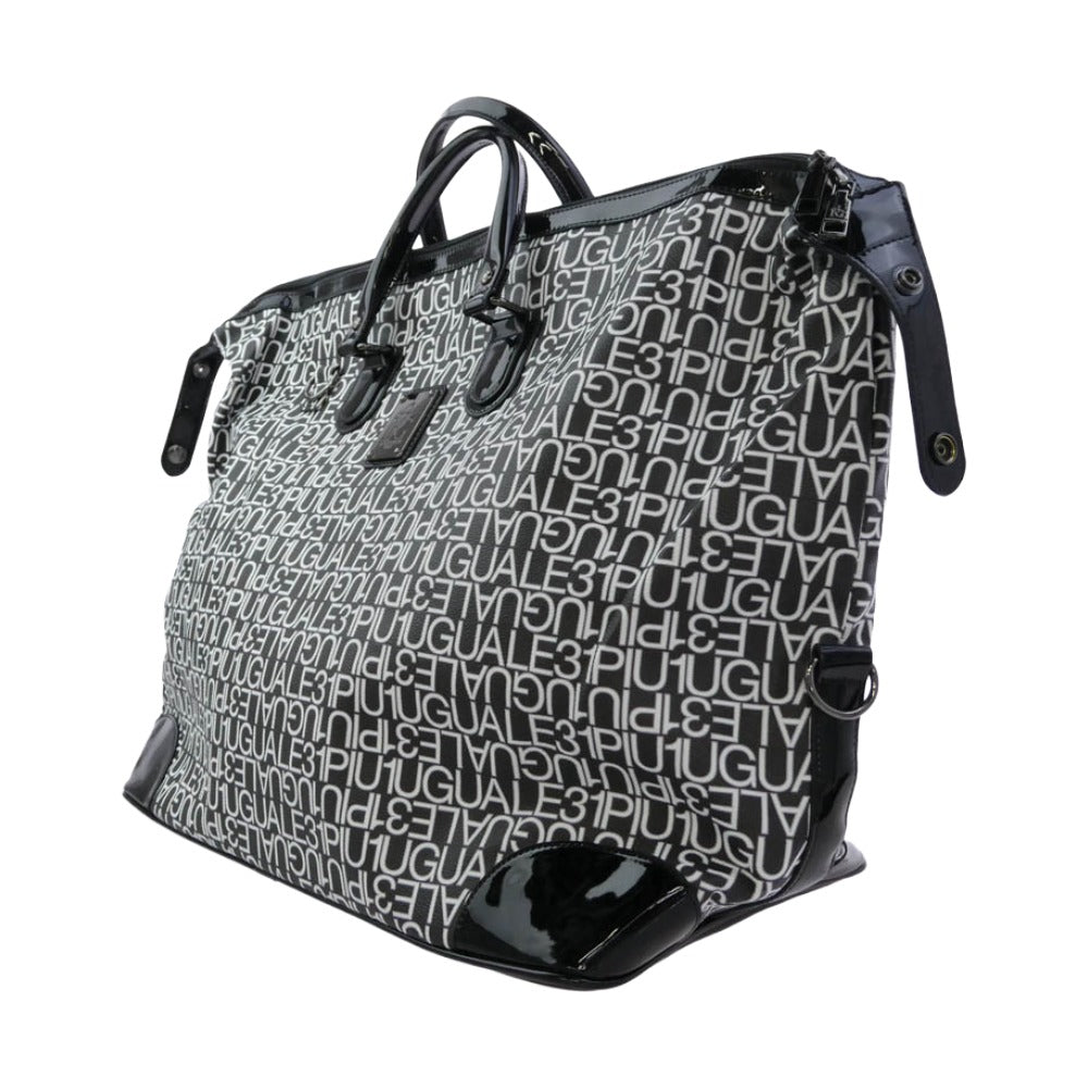 1piu1uguale3 ウノピュウノウグァーレトレ 113 GOLF BOSTON BAG ロゴ総柄 ゴルフ ボストンバッグ ブラック系 ホワイト系【中古】