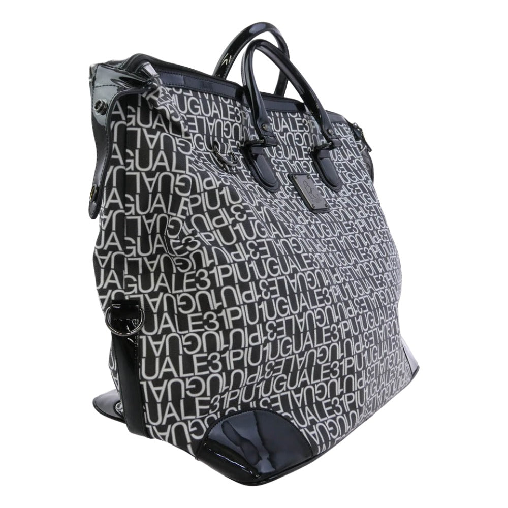 1piu1uguale3 ウノピュウノウグァーレトレ 113 GOLF BOSTON BAG ロゴ総柄 ゴルフ ボストンバッグ ブラック系 ホワイト系【中古】