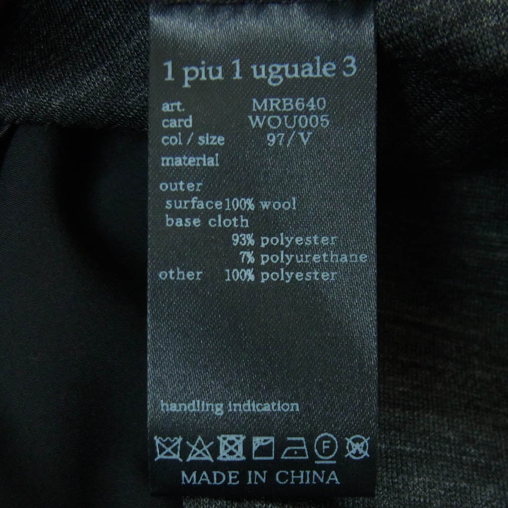 1piu1uguale3 ウノピュウノウグァーレトレ MRB640 MOU005 COMFY JKT 折り鶴ピンバッジ付属 コンフィ カムフィ 2B テーラード ジャケット ダークグレー系 L V 5【中古】