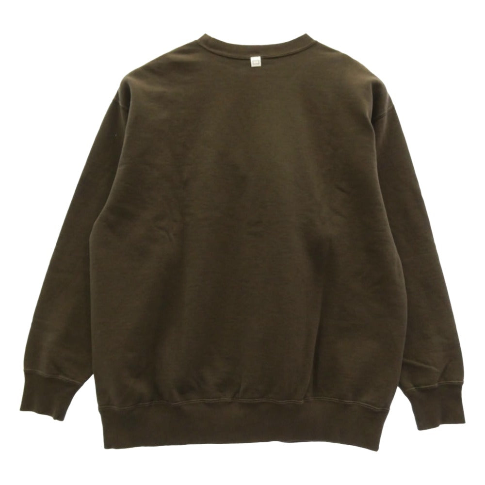 STANDARD CALIFORNIA スタンダードカリフォルニア 前Vガゼット クルーネック プルオーバー スウェット ブラウン系 L【美品】【中古】