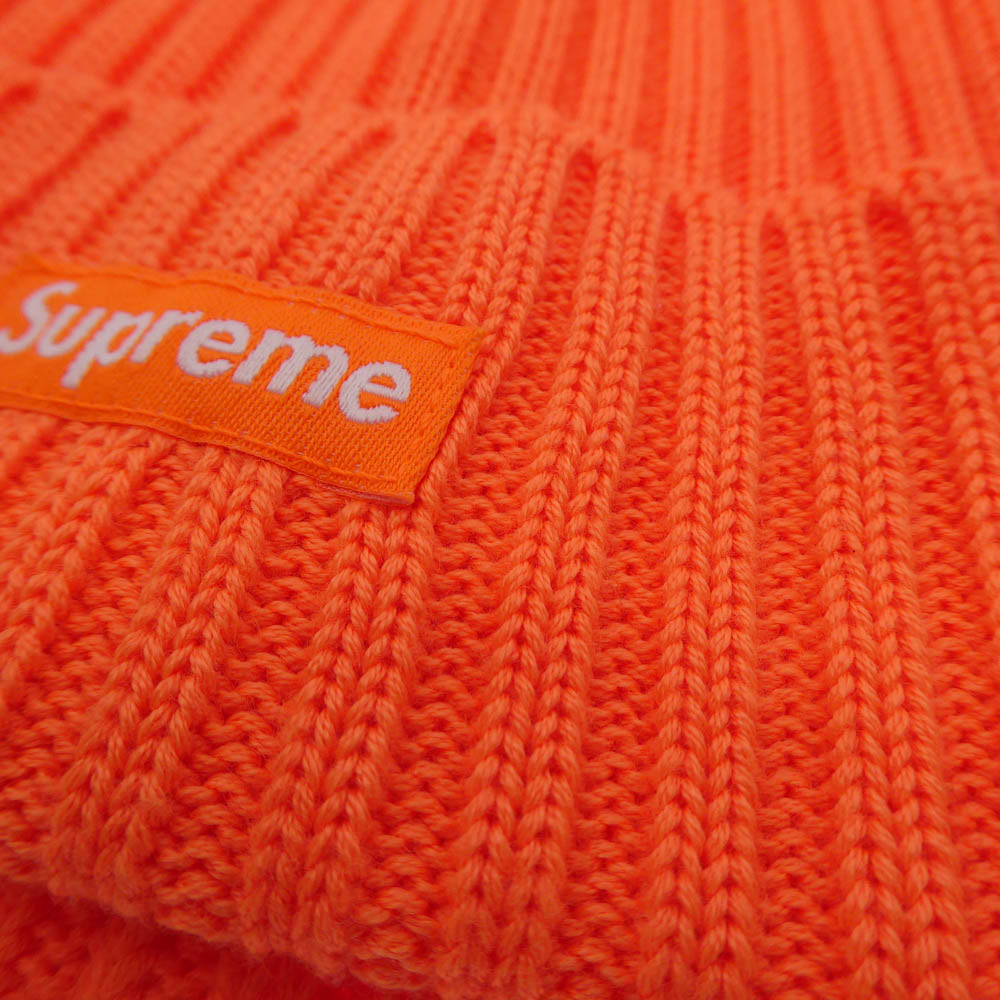 Supreme シュプリーム 24SS Overdyed Beanie small box logo オーバーダイド スモールボックスロゴ ビーニー ニットキャップ 帽子 オレンジ系 58cm【中古】