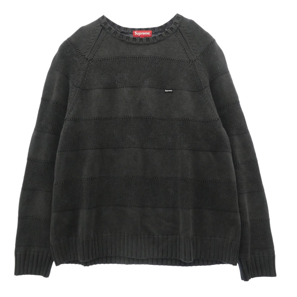 Supreme シュプリーム 23SS Small Box Stripe Sweater スモールボックスロゴ ストライプ ニット セーター ブラック系 M【中古】