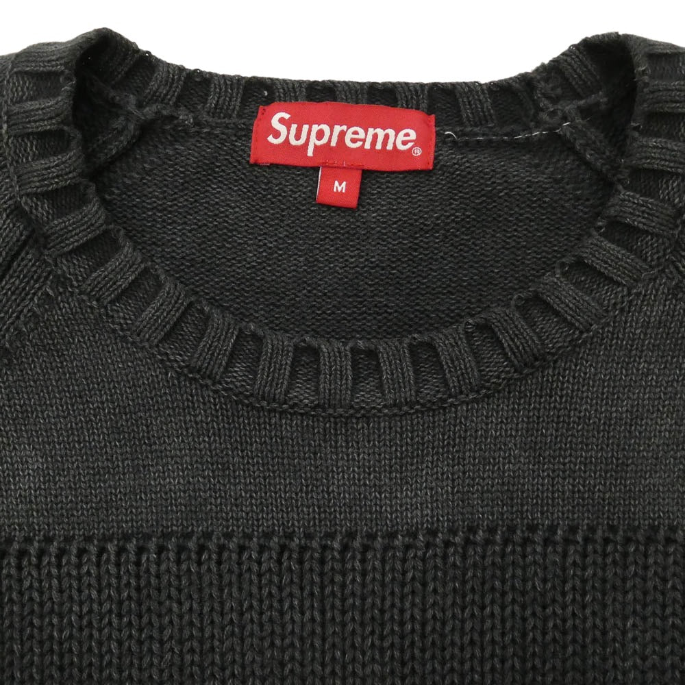 Supreme シュプリーム 23SS Small Box Stripe Sweater スモールボックスロゴ ストライプ ニット セーター ブラック系 M【中古】