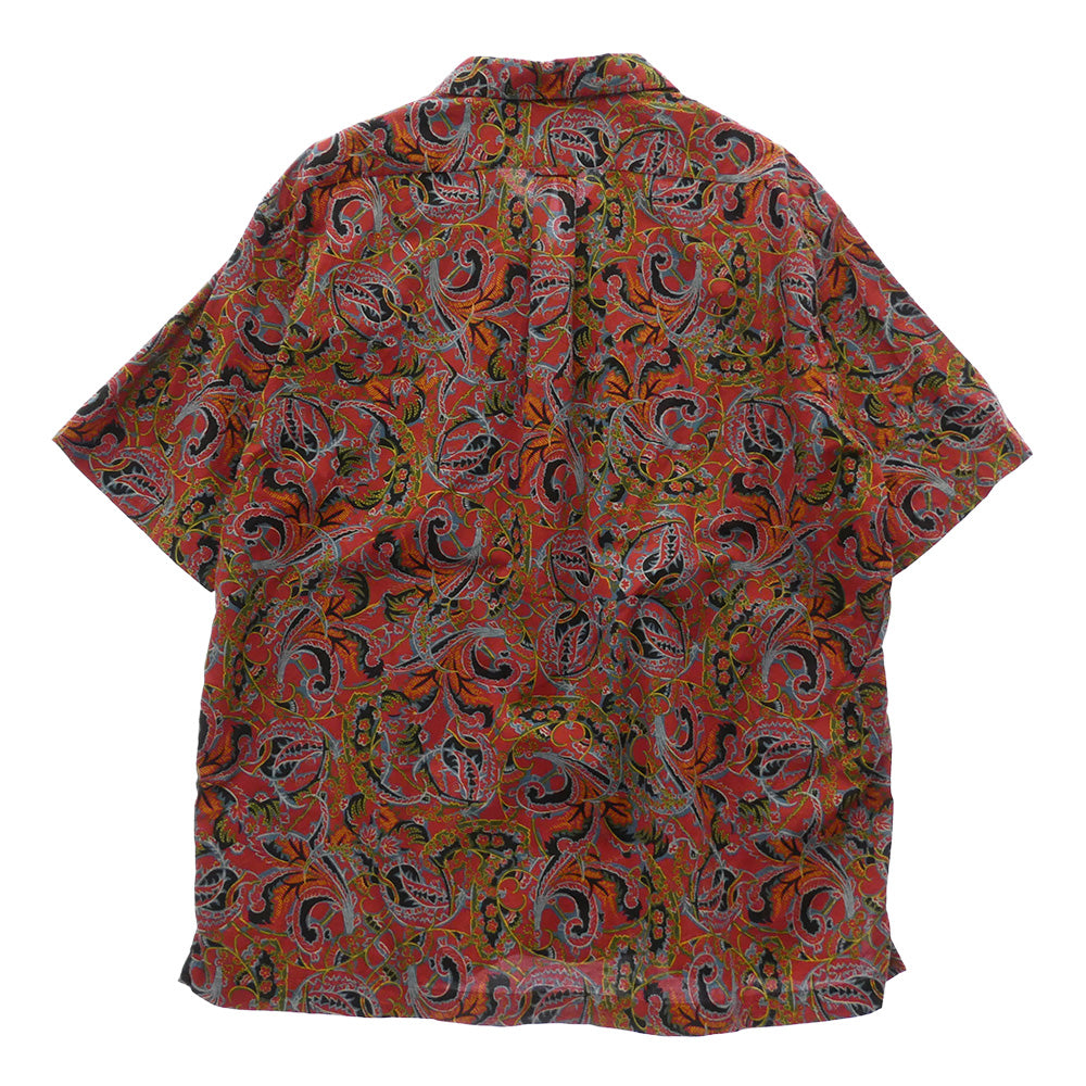 POLO RALPH LAUREN ポロ・ラルフローレン 90s CALDWELL ペイズリー柄 オープンカラー シャツ エンジ系 XL【中古】