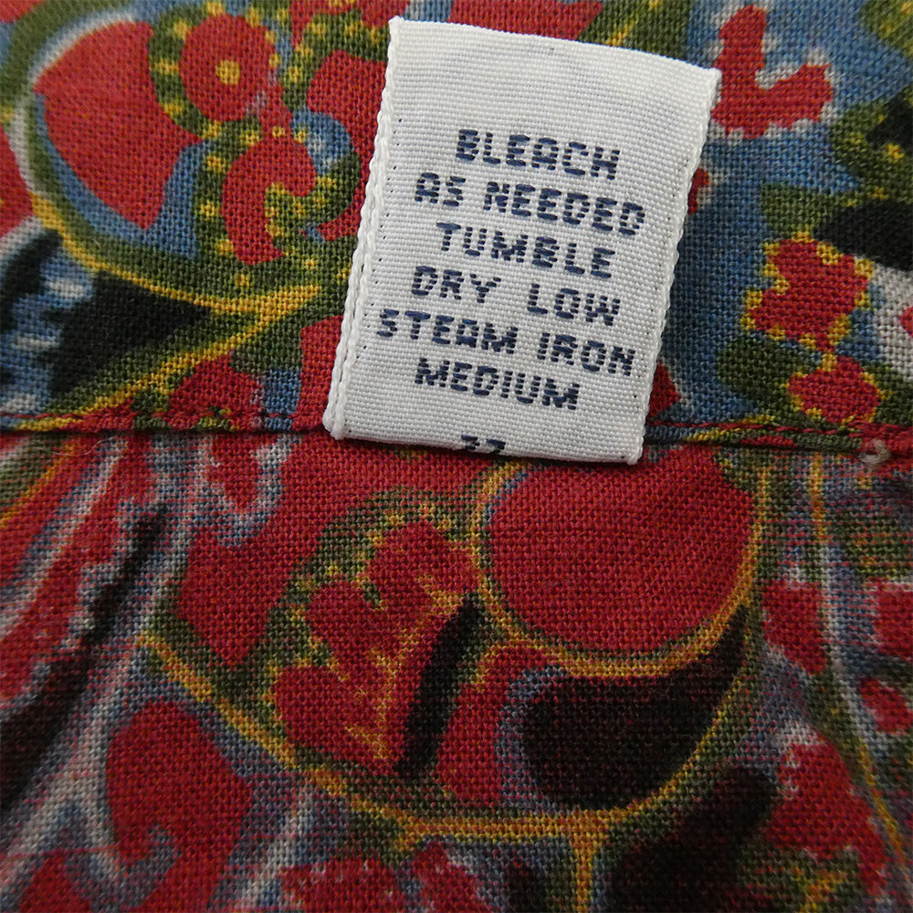 POLO RALPH LAUREN ポロ・ラルフローレン 90s CALDWELL ペイズリー柄 オープンカラー シャツ エンジ系 XL【中古】