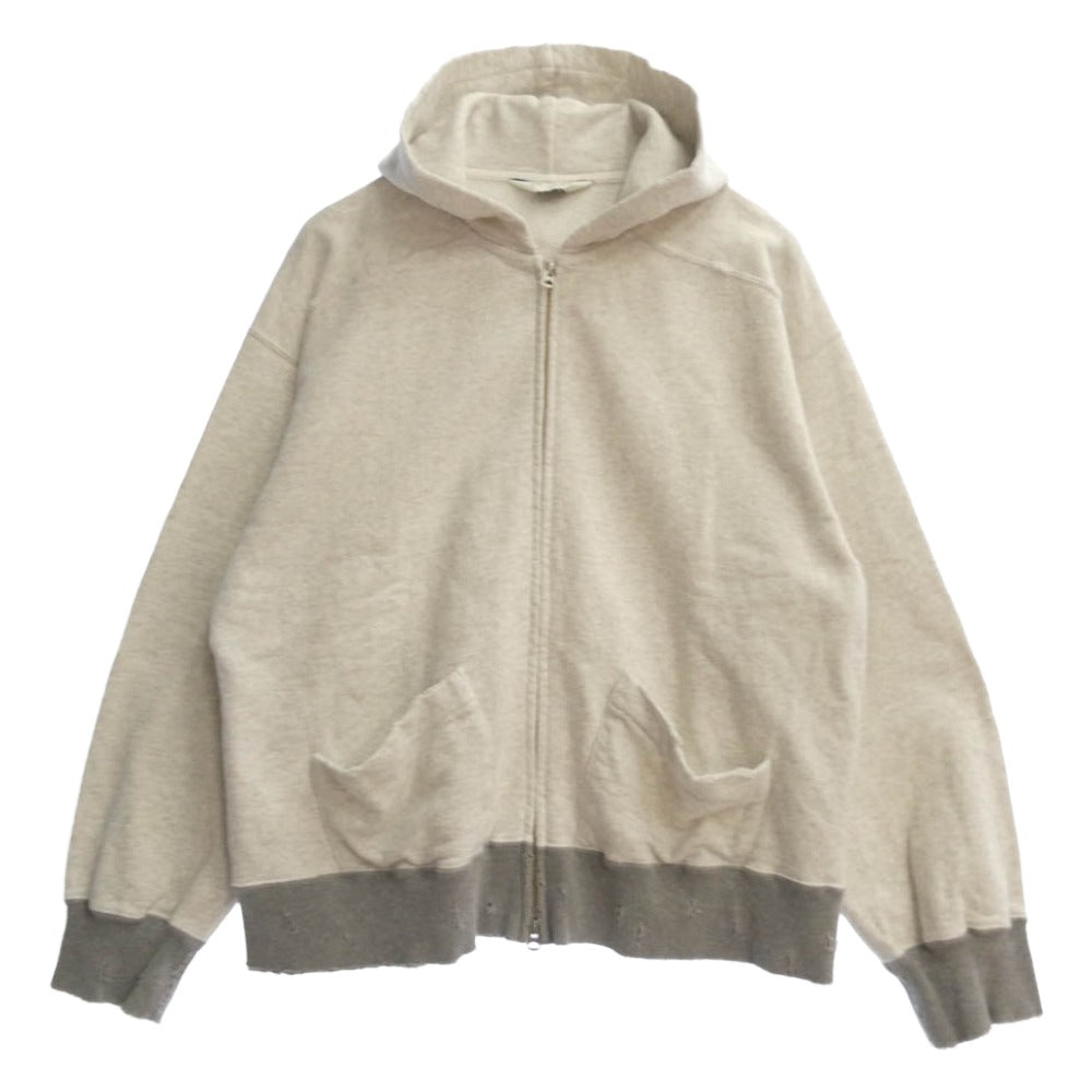ANCELLM アンセルム 25SS ANC-CT89 ZIPUP HOODIE ダメージ加工 ジップアップパーカー グレー系 2【中古】