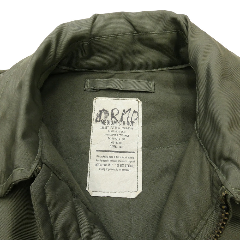 ヴィンテージ DLA100-92-C-0476 90s 92年製 US ARMY 米軍実物 CWU-45/P フライト ジャケット Isratex社 カーキ系 M【中古】