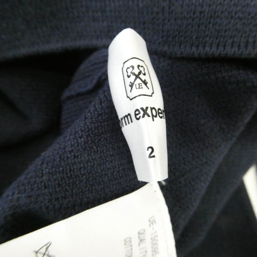 uniform experiment ユニフォームエクスペリメント 15SS 袖 柄切替 クルーネック 長袖 ニット ネイビー系 2【中古】