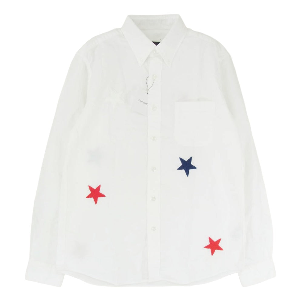SOPHNET. ソフネット 17SS SOPH-170068 STAR EMBROIDERY B.D SHIRT スター 刺繍 ボタンダウン 長袖 シャツ ホワイト系 M【美品】【中古】