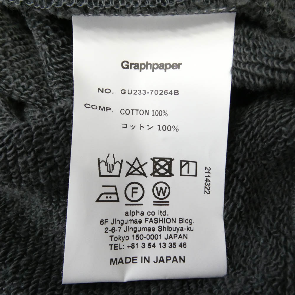 GRAPHPAPER グラフペーパー LOOPWHEELER ループウィラー 23AW GU233-70264B x LOOPWHEELER ループウィラー High Neck Sweat ハイネック スウェット トレーナー ダークグレー系 1【中古】