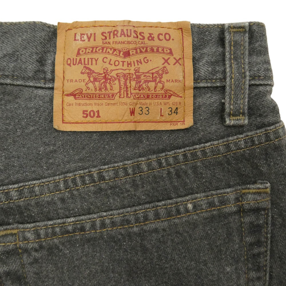 Levi's リーバイス 90s USA製 501 ボタン裏552 先染め ブラック ジーンズ デニムパンツ ブラック系 W33 L34【中古】