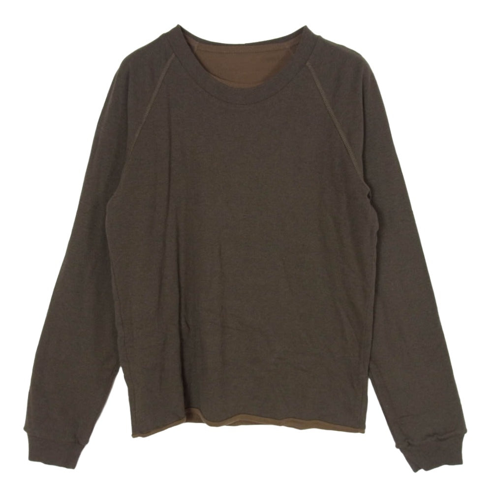 DRIES VAN NOTEN ドリスヴァンノッテン 3351-7015 ライカ期 スカル プリント レイヤード リバーシブル スウェット トレーナー カーキ系 S【中古】