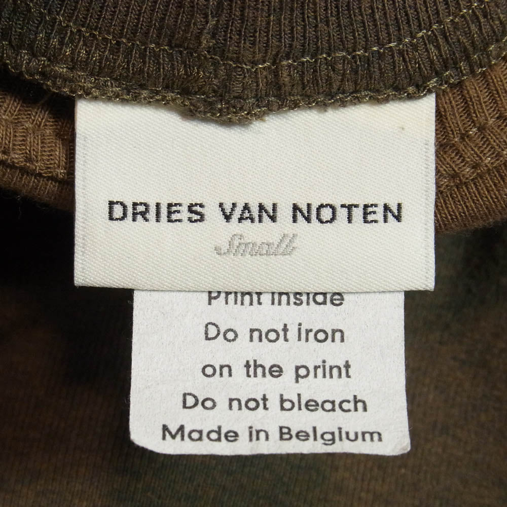 DRIES VAN NOTEN ドリスヴァンノッテン 3351-7015 ライカ期 スカル プリント レイヤード リバーシブル スウェット トレーナー カーキ系 S【中古】