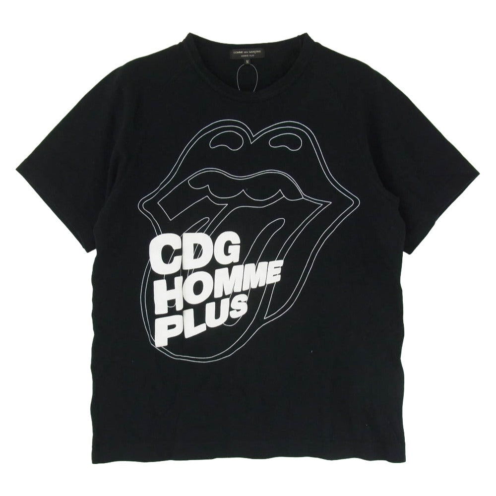 COMME des GARCONS HOMME PLUS コムデギャルソンオムプリュス 05AW PP-T037 x The Rolling Stones ローリング・ストーンズ リップ&タン 発泡プリント 鹿の子 半袖 Tシャツ ブラック系 M【中古】
