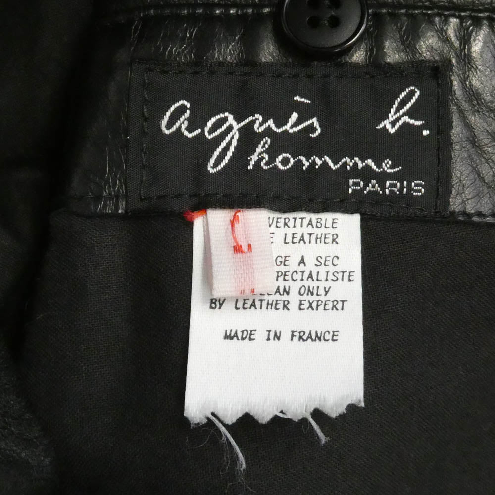 agnes b. アニエスベー homme オム ririジップ レザー ドリズラー ジャケット ブルゾン ブラック系 1【中古】