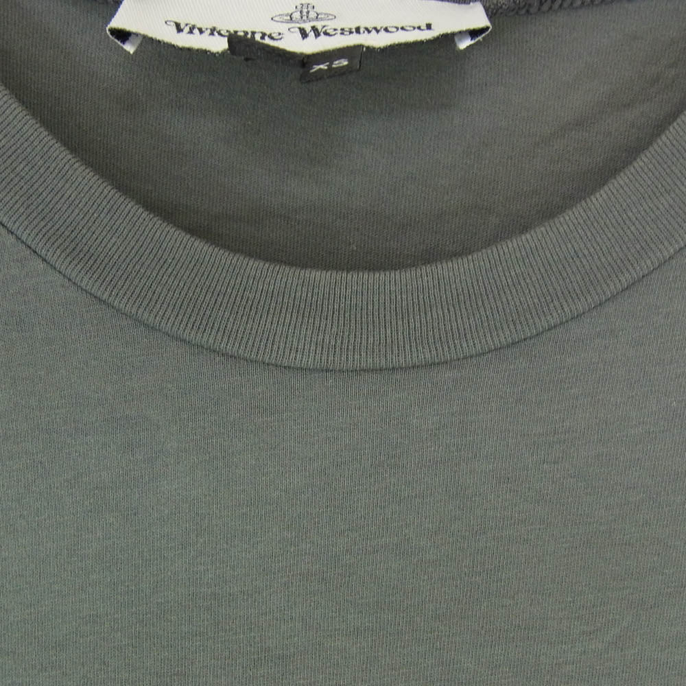 Vivienne Westwood ヴィヴィアンウエストウッド S25GC0398 S22634 Don't get killed オーブ ロゴ 刺繍 半袖 クルーネック Tシャツ カットソー グレー系 XS【中古】