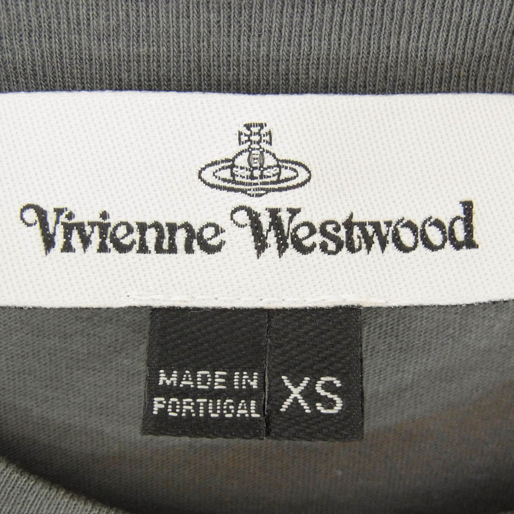Vivienne Westwood ヴィヴィアンウエストウッド S25GC0398 S22634 Don't get killed オーブ ロゴ 刺繍 半袖 クルーネック Tシャツ カットソー グレー系 XS【中古】