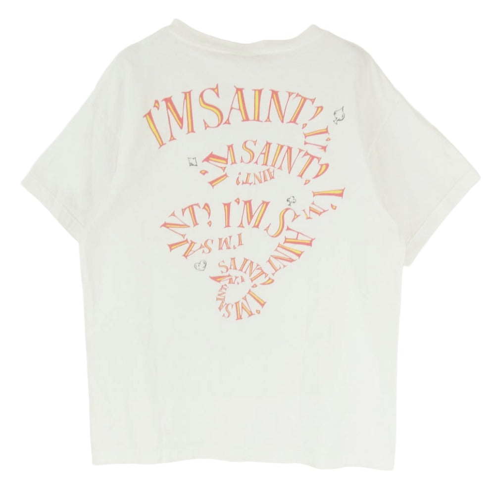 SAINT MICHAEL セントマイケル 23AW SM-A23-0000-C25 × Disney DSNY SS TEE MAD HATTER アリスインワンダーランド プリント コットン Tシャツ ホワイト系 L【中古】