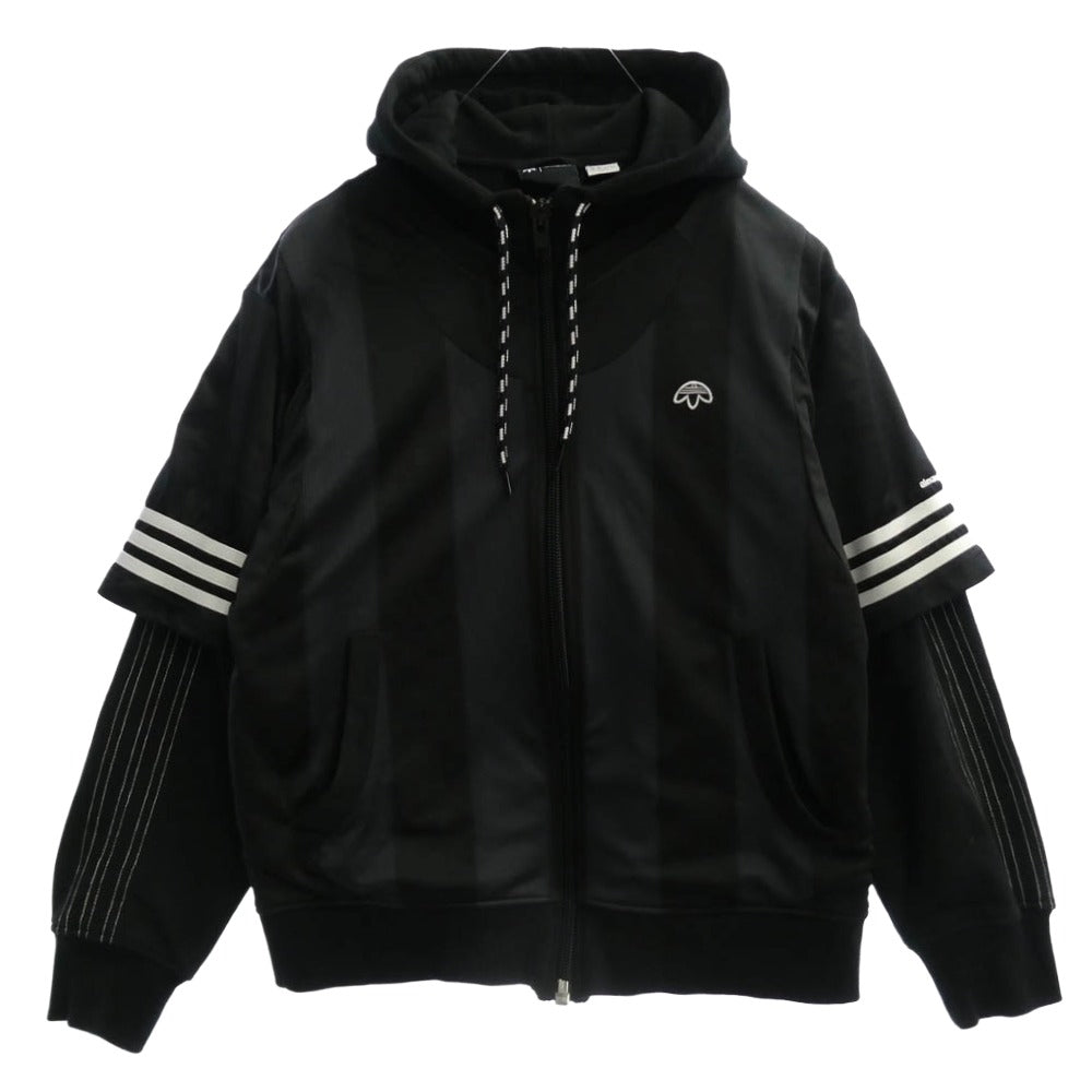 Alexander Wang アレキサンダーワン 19SS × Adidas Wangbody hood レイヤード ジップアップ パーカー フーディー ブラック系 XS【中古】