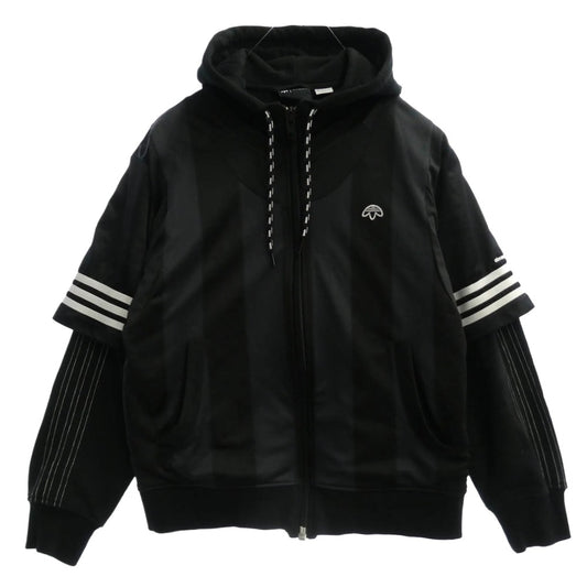 Alexander Wang アレキサンダーワン 19SS × Adidas Wangbody hood レイヤード ジップアップ パーカー フーディー ブラック系 XS【中古】