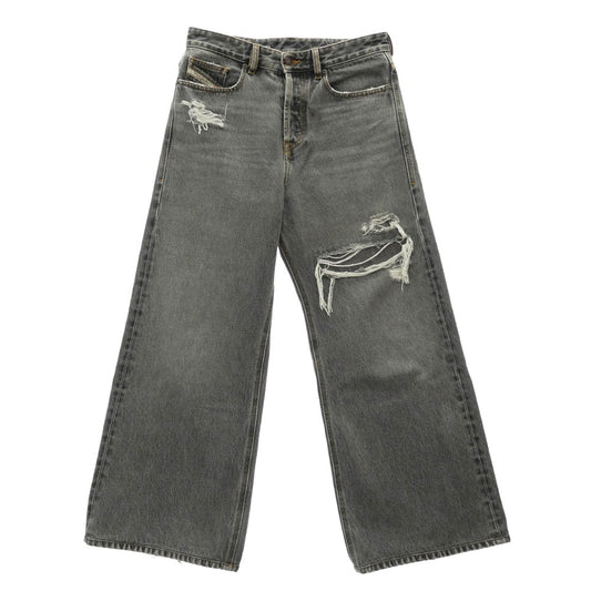 DIESEL ディーゼル A06925007F6 Relaxed Jeans ローウエスト 1996 D-Sire ワイド ストレート ジーンズ ダメージ加工 バギーデニムパンツ グレー系【中古】