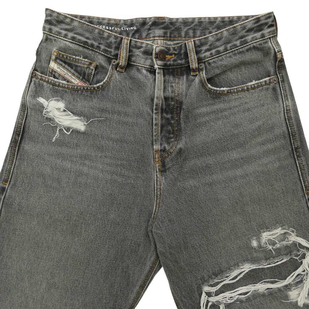 DIESEL ディーゼル A06925007F6 Relaxed Jeans ローウエスト 1996 D-Sire ワイド ストレート ジーンズ ダメージ加工 バギーデニムパンツ グレー系【中古】