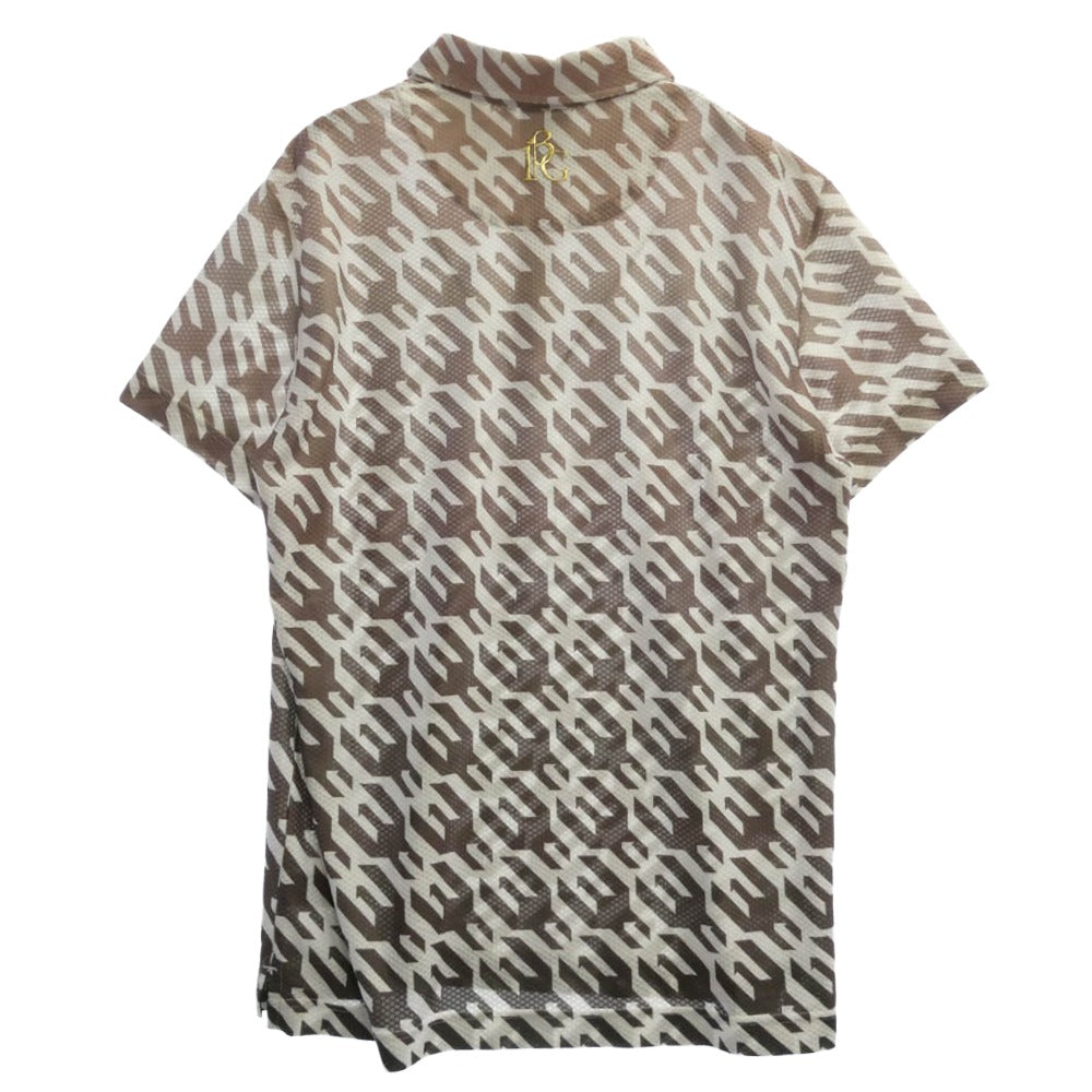 1piu1uguale3 ウノピュウノウグァーレトレ GRT119 PRY089 HOUNDTOOTH S/S POLO ハウンドトゥース 半袖 ポロシャツ ホワイト系 ブラウン系 5【中古】