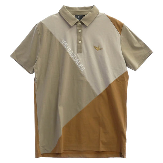 1piu1uguale3 ウノピュウノウグァーレトレ GRT131 NYU061 S/S POLO CROSS SWITCH クレイジー 半袖 ポロシャツ ベージュ系 ブラウン系 L Ⅴ【中古】