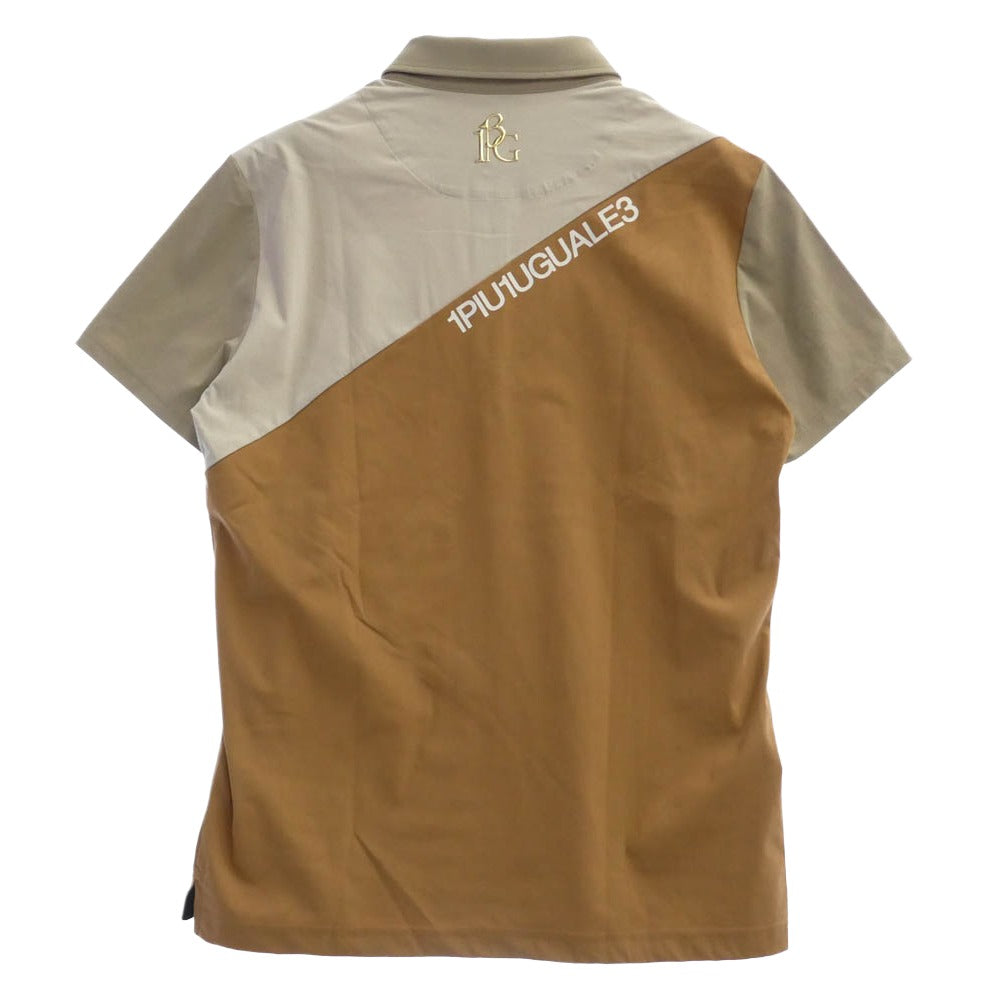 1piu1uguale3 ウノピュウノウグァーレトレ GRT131 NYU061 S/S POLO CROSS SWITCH クレイジー 半袖 ポロシャツ ベージュ系 ブラウン系 L Ⅴ【中古】