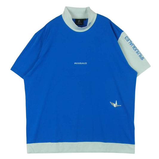 1piu1uguale3 ウノピュウノウグァーレトレ GDT011 POE417 ADP GOLF ゴルフ S/S MOCK NECK モックネック スモールロゴ 半袖 Tシャツ カットソー ブルー系 ホワイト系 XL VI 6【中古】