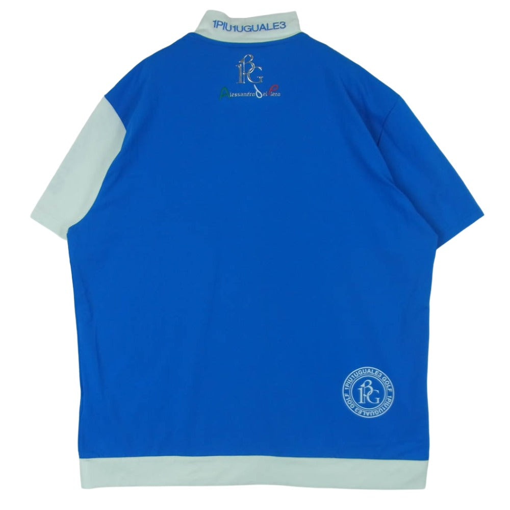 1piu1uguale3 ウノピュウノウグァーレトレ GDT011 POE417 ADP GOLF ゴルフ S/S MOCK NECK モックネック スモールロゴ 半袖 Tシャツ カットソー ブルー系 ホワイト系 XL VI 6【中古】