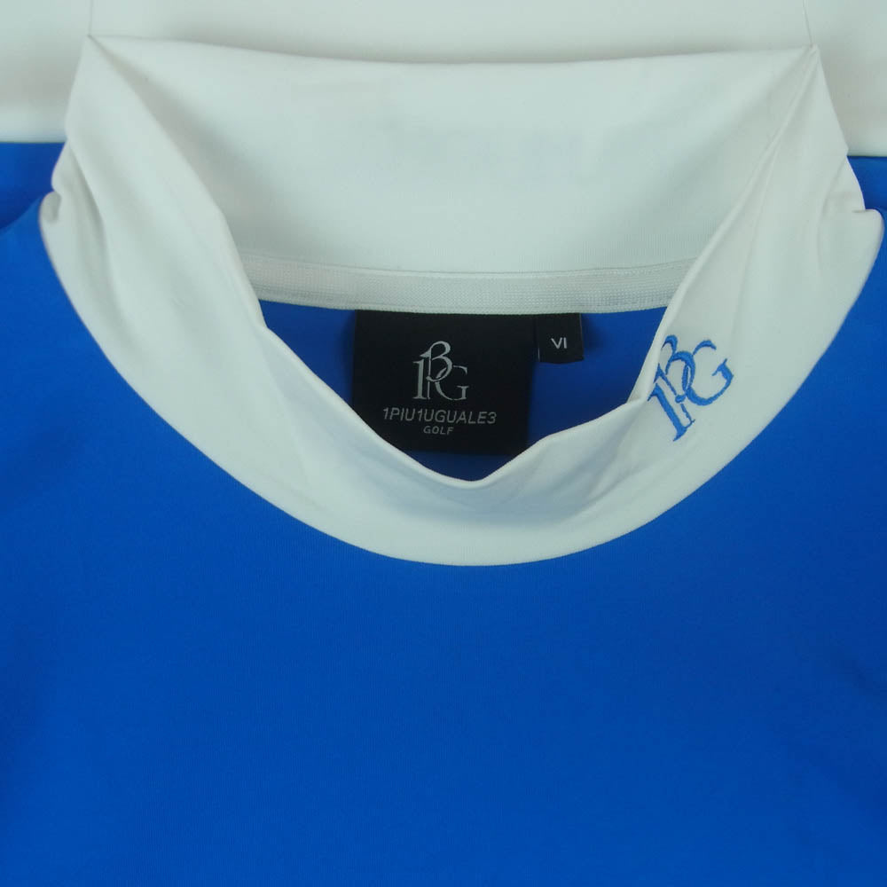 1piu1uguale3 ウノピュウノウグァーレトレ GDT011 POE417 ADP GOLF ゴルフ S/S MOCK NECK モックネック スモールロゴ 半袖 Tシャツ カットソー ブルー系 ホワイト系 XL VI 6【中古】