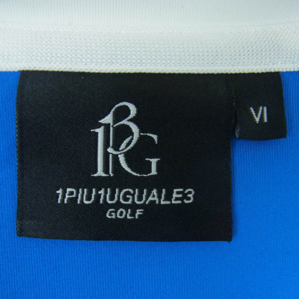 1piu1uguale3 ウノピュウノウグァーレトレ GDT011 POE417 ADP GOLF ゴルフ S/S MOCK NECK モックネック スモールロゴ 半袖 Tシャツ カットソー ブルー系 ホワイト系 XL VI 6【中古】