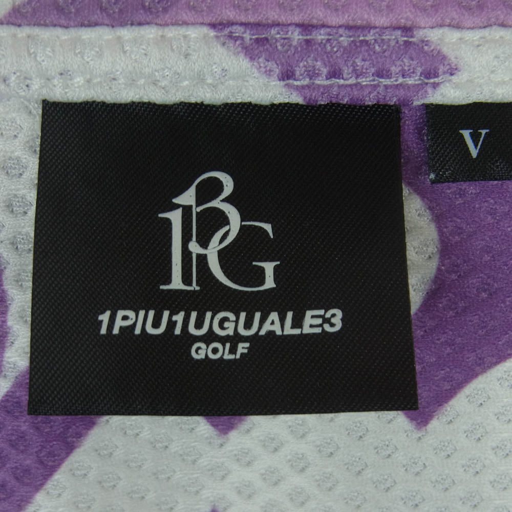 1piu1uguale3 ウノピュウノウグァーレトレ GRT120 PRY089 戸賀敬城 別注 S/S モックネック 半袖 Tシャツ ホワイト系 パープル系 L V 5【中古】