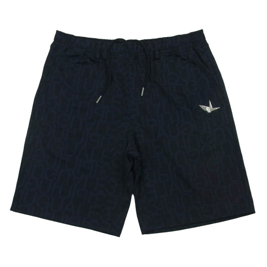 1piu1uguale3 ウノピュウノウグァーレトレ GRP135 POE476 SHORT PANTS ロゴ総柄 ショーツ ショート パンツ ハーフパンツ ダークネイビー系 XL VI 6【中古】