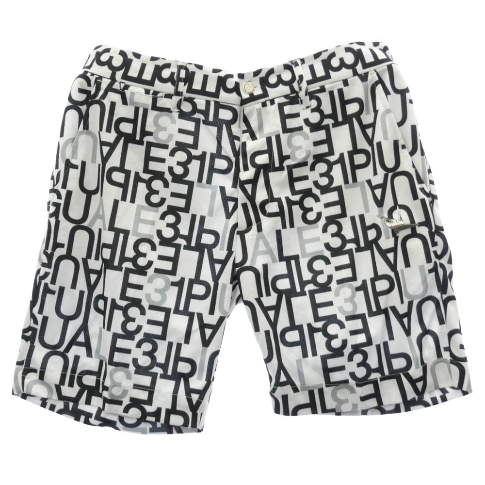 1piu1uguale3 ウノピュウノウグァーレトレ GRP104 POE398 GOLF ゴルフ SHORTS 113G FULL MIX LOGO フルミックスロゴ ショーツ ハーフパンツ ホワイト系 ブラック系 5【中古】