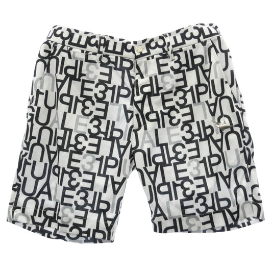 1piu1uguale3 ウノピュウノウグァーレトレ GRP104 POE398 GOLF ゴルフ SHORTS 113G FULL MIX LOGO フルミックスロゴ ショーツ ハーフパンツ ホワイト系 ブラック系 5【中古】