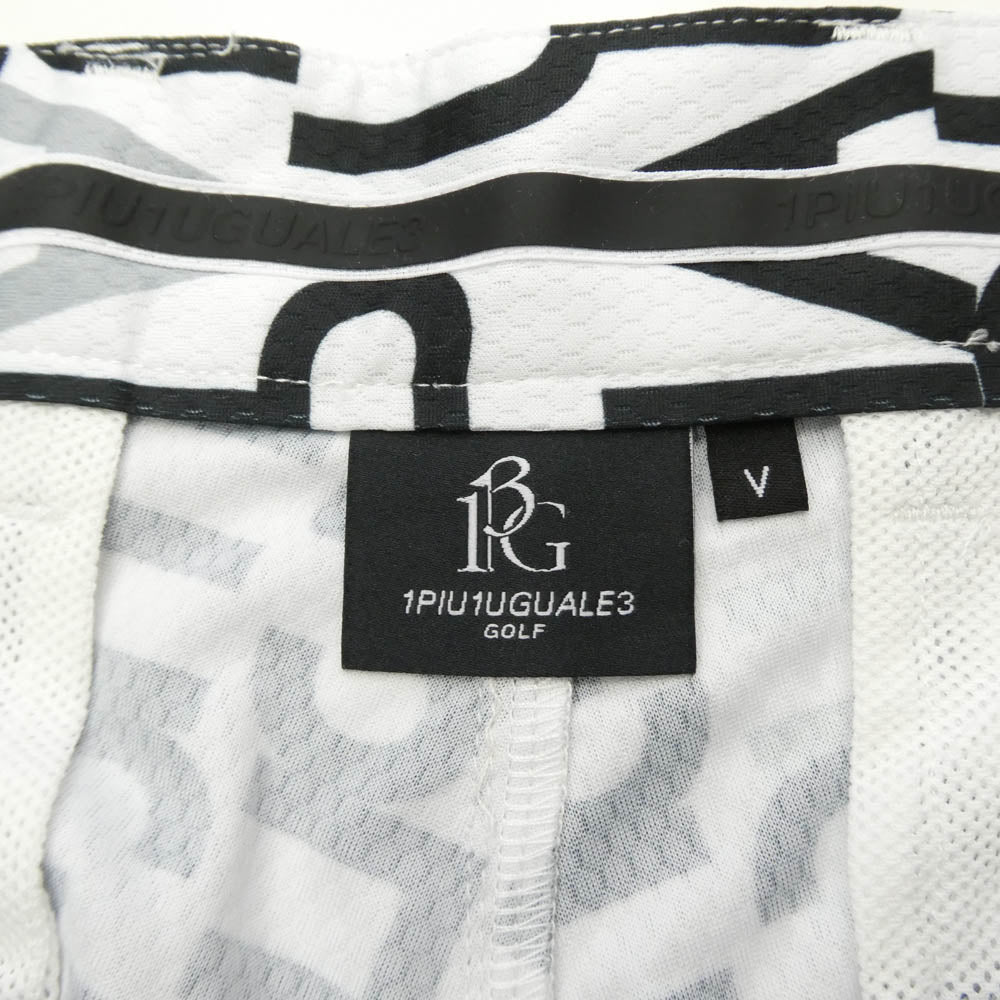 1piu1uguale3 ウノピュウノウグァーレトレ GRP104 POE398 GOLF ゴルフ SHORTS 113G FULL MIX LOGO フルミックスロゴ ショーツ ハーフパンツ ホワイト系 ブラック系 5【中古】