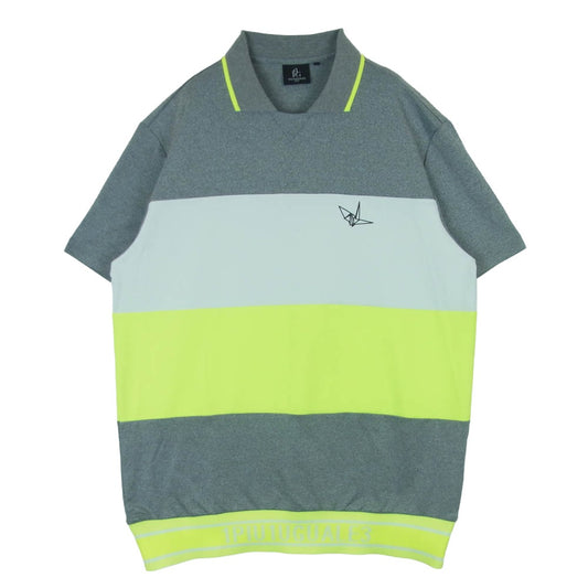 1piu1uguale3 ウノピュウノウグァーレトレ GRT223 POE490 S/S POLO SPORTS BORDER ボーダー 半袖 ポロシャツ グレー系 イエロー系 ホワイト系 L V 5【中古】