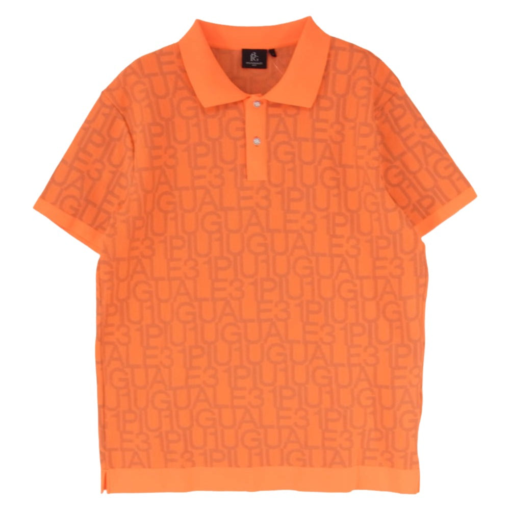 1piu1uguale3 ウノピュウノウグァーレトレ GRK073 POE492 S/S KNIT POLO JAQURED LOGO ジャカード ロゴ 半袖 ポロシャツ オレンジ系 V【中古】