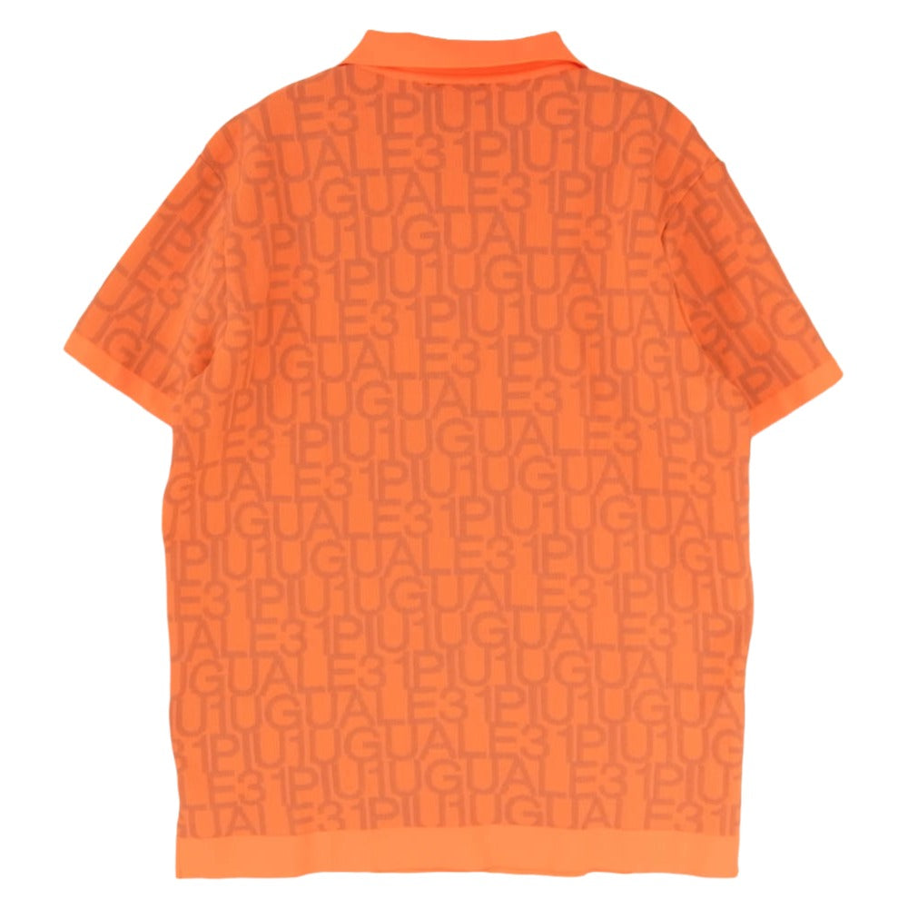 1piu1uguale3 ウノピュウノウグァーレトレ GRK073 POE492 S/S KNIT POLO JAQURED LOGO ジャカード ロゴ 半袖 ポロシャツ オレンジ系 V【中古】
