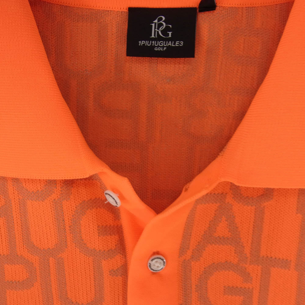 1piu1uguale3 ウノピュウノウグァーレトレ GRK073 POE492 S/S KNIT POLO JAQURED LOGO ジャカード ロゴ 半袖 ポロシャツ オレンジ系 V【中古】
