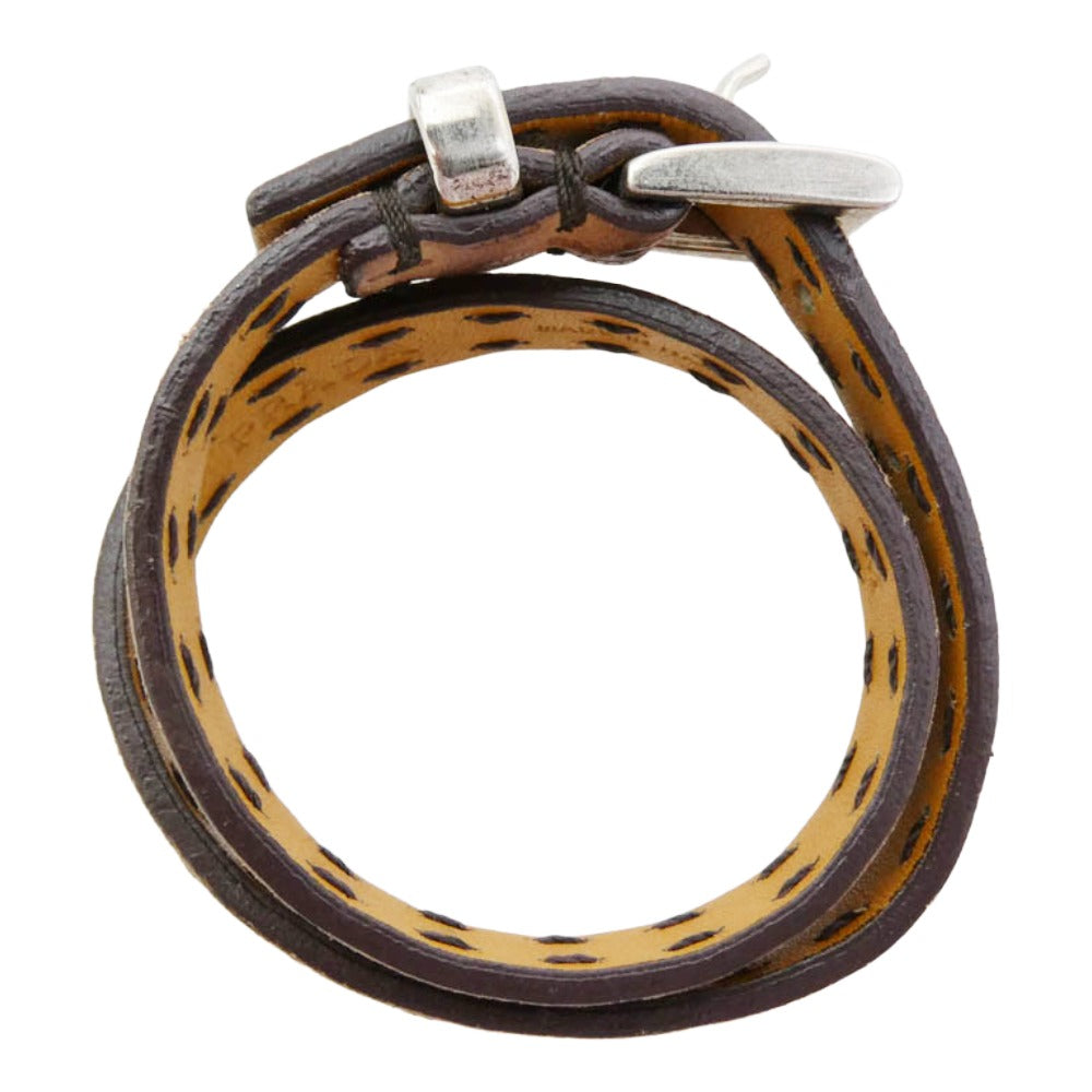 PRADA プラダ レザー ベルト ブレスレット M ライトブラウン系 M【中古】