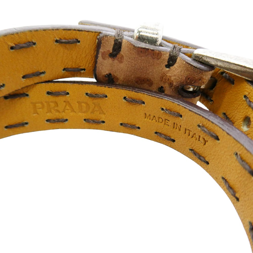 PRADA プラダ レザー ベルト ブレスレット  M ライトブラウン系 M【中古】 PRADA プラダ レザー ベルト ブレスレット M ライトブラウン系 M【中古