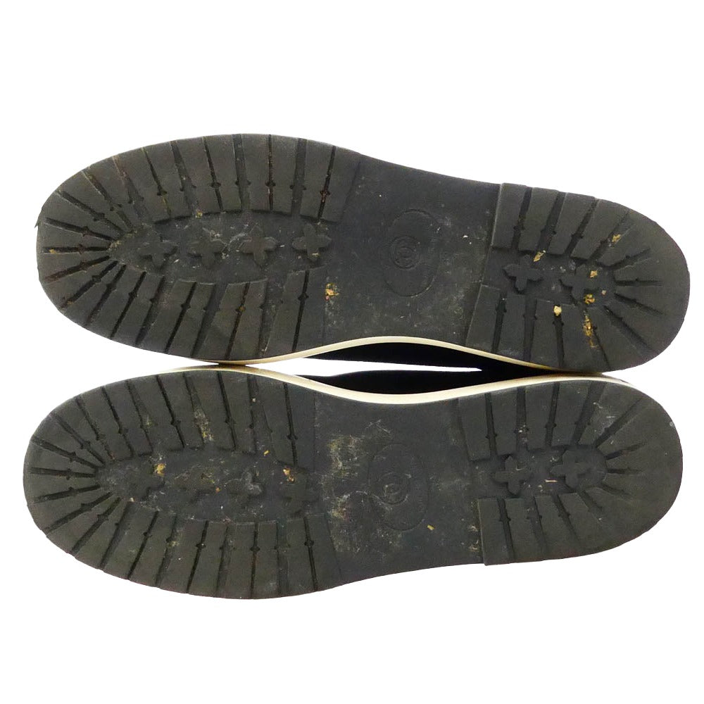 CHANEL シャネル ココマーク レースアップ スエード スニーカー ブラック系 39【中古】