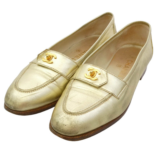 CHANEL シャネル ココマーク ゴールド パンプス ゴールド系 38.5【中古】