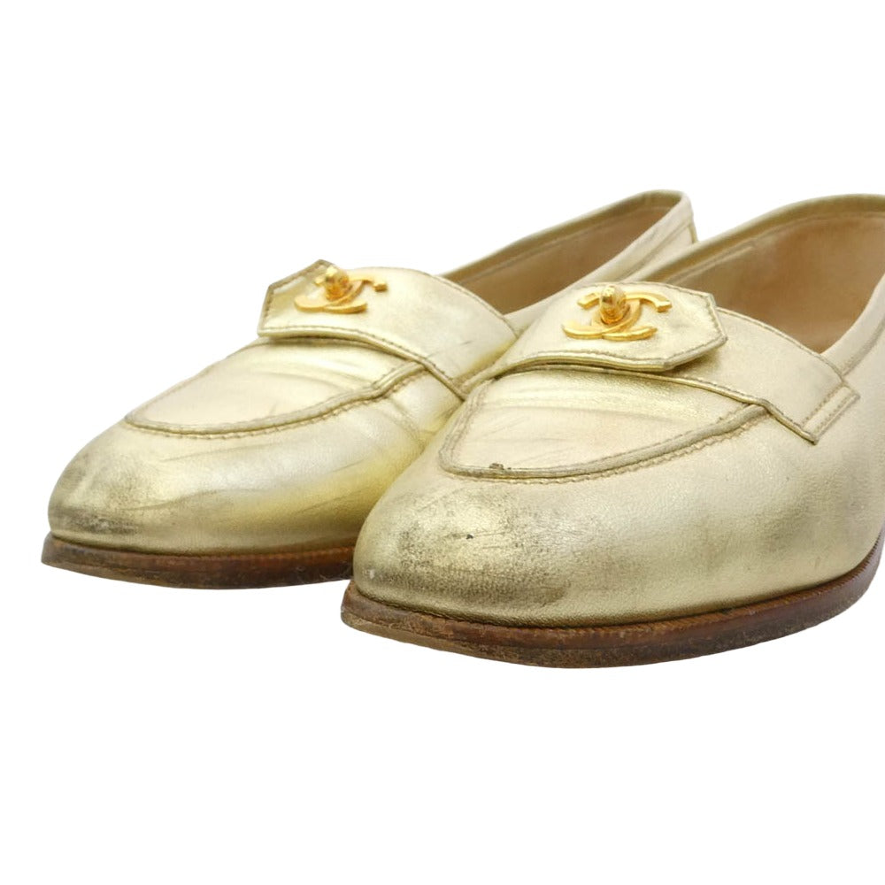 CHANEL シャネル ココマーク ゴールド パンプス ゴールド系 38.5【中古】