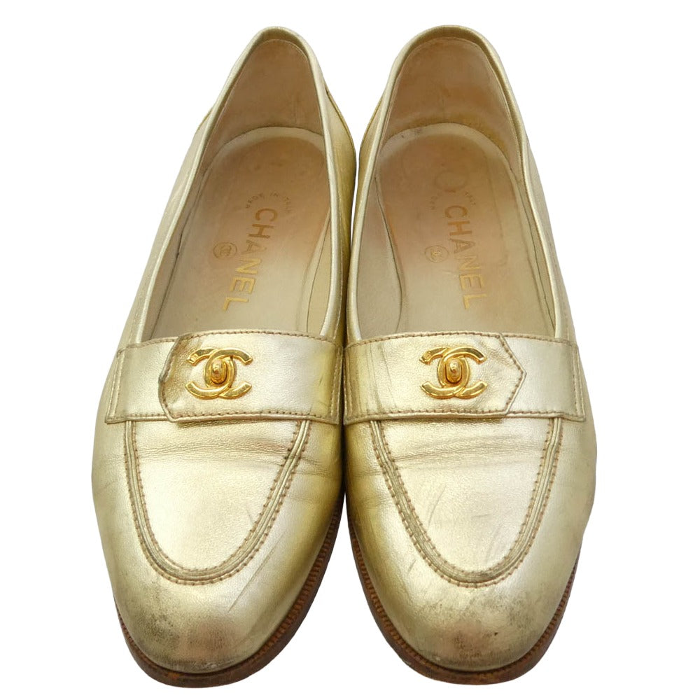 CHANEL シャネル ココマーク ゴールド パンプス ゴールド系 38.5【中古】
