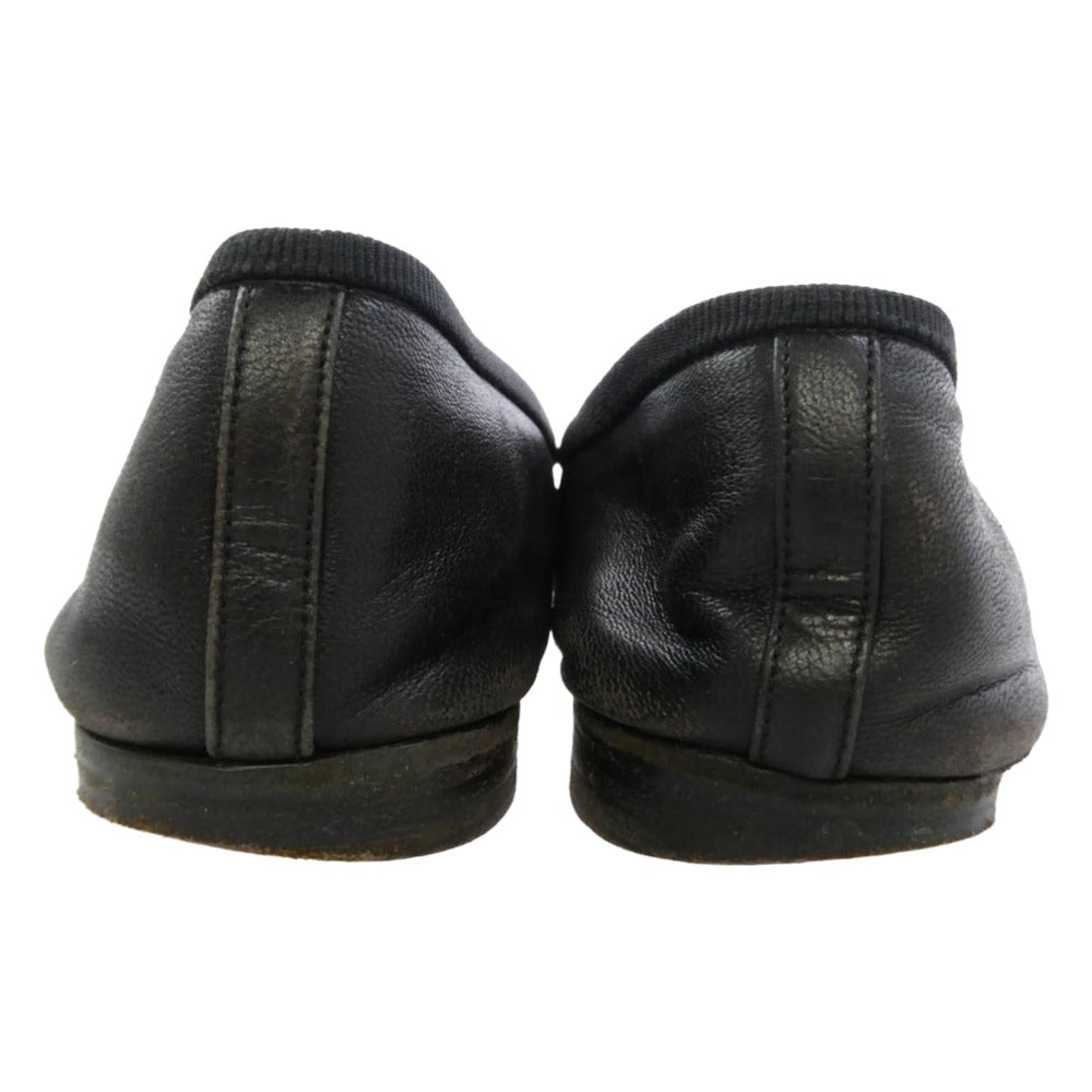 CHANEL シャネル ココマーク リボン フラット パンプス バレエシューズ ブラック系 38.5【中古】